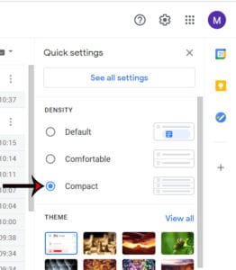 how to switch to compact view in Gmail