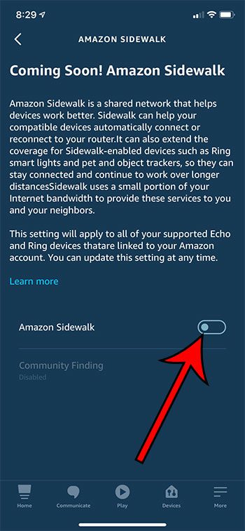 how to turn off Amazon Sidewalk on the Alexa iPhone app
