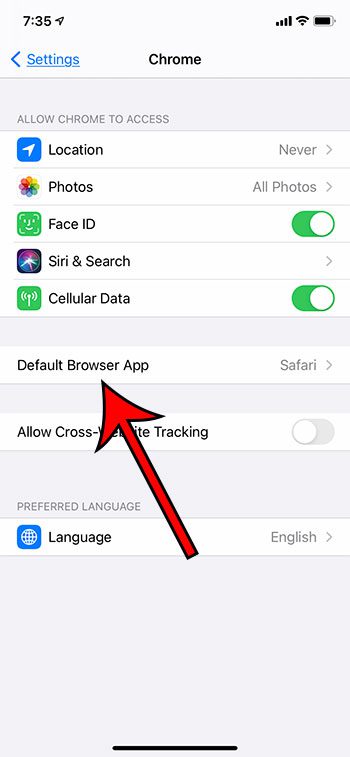 select the Default Browser App option