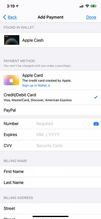 add a new payment card to your Apple ID on an iPhone
