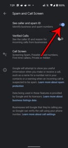 identify business and spam calls on Pixel 4A