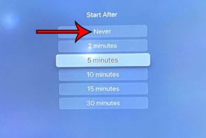 how to turn off the screen saver on Apple TV