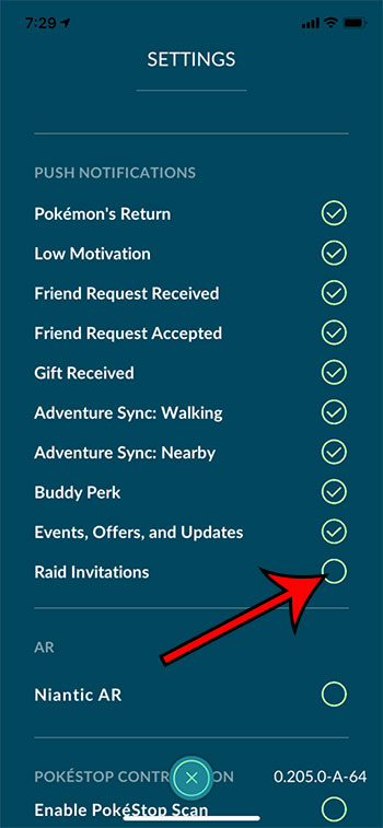 how to disable raid invitations in Pokemon Go on an iPhone