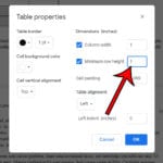 how to change the table row height in Google Docs