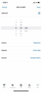 how to create Echo alarm in Alexa on iPhone