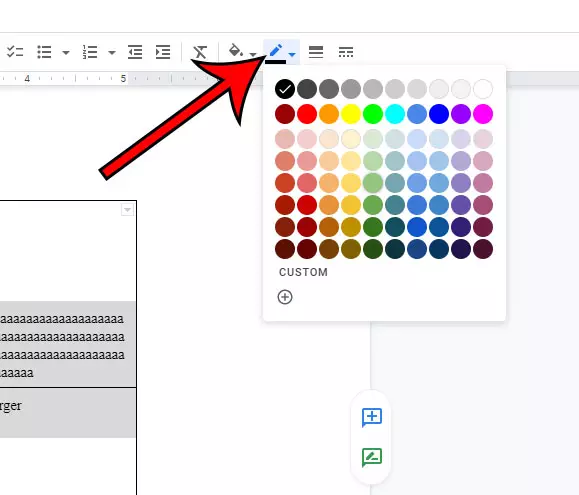 how to change table color in Google Docs