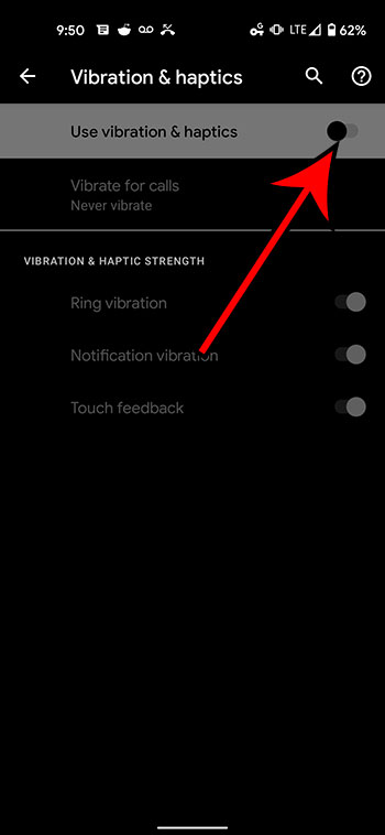how to turn off vibration on the Google Pixel 4A