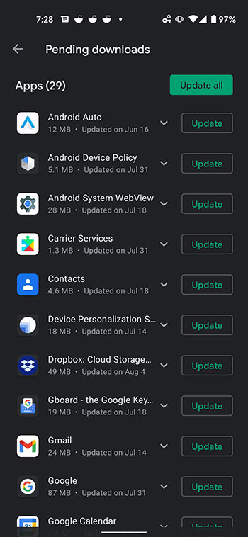 how to view available updates on the Google Pixel 4A