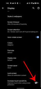 how to change Google Pixel 4A touch sensitivity