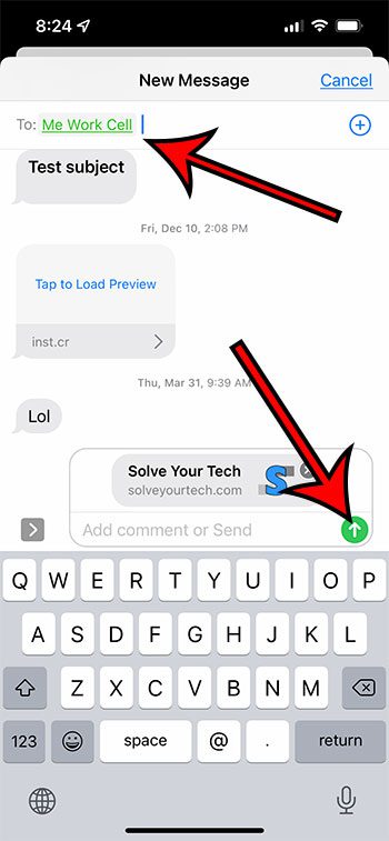 how to send a link on an iPhone