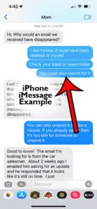 example of iPhone blue bubble