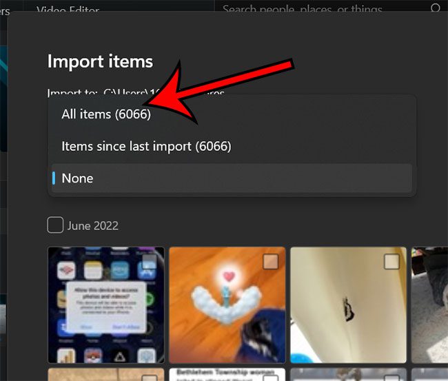 click Select, then All items