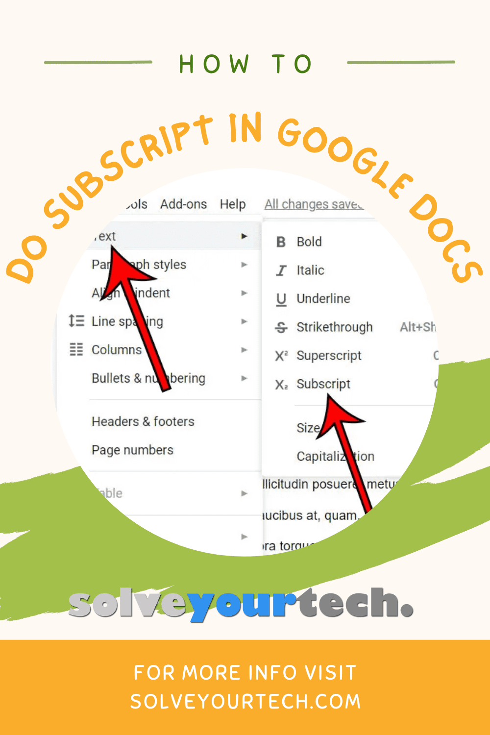 google docs subscript shortcut
