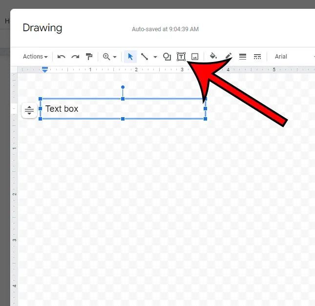 click the Text box button in the Drawing window