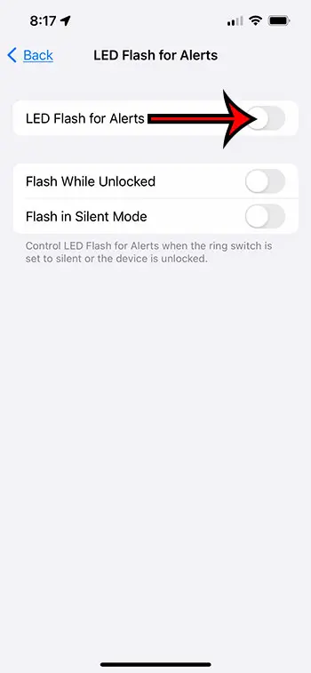how to turn off flash notification on iPhone