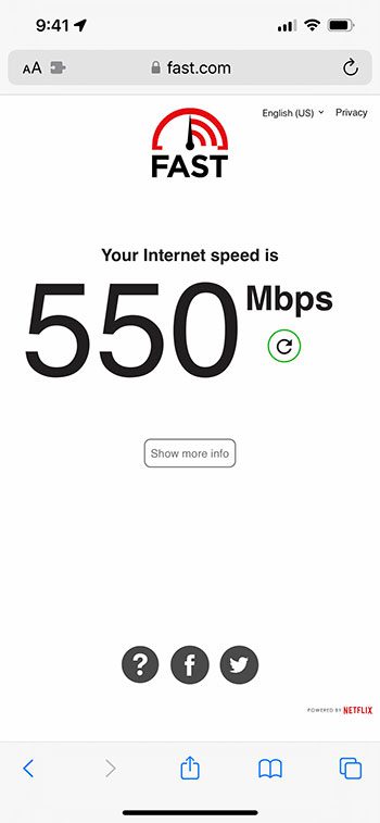 view your Internet speed
