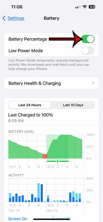 cómo mostrar el porcentaje de batería del iPhone 13
