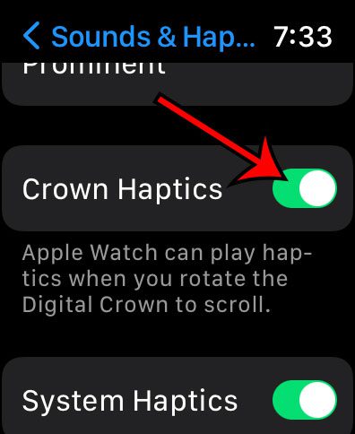 how to enable or disable crown haptics on an Apple Watch