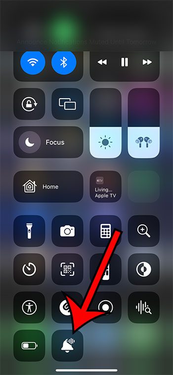 how to turn off AirPod notifications from the iPhone Control Center