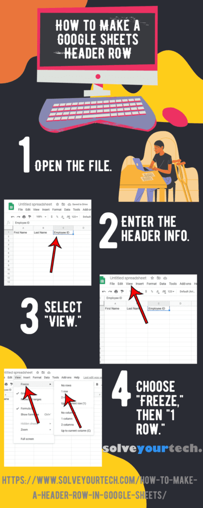 how to make a Google Sheets header row infographic