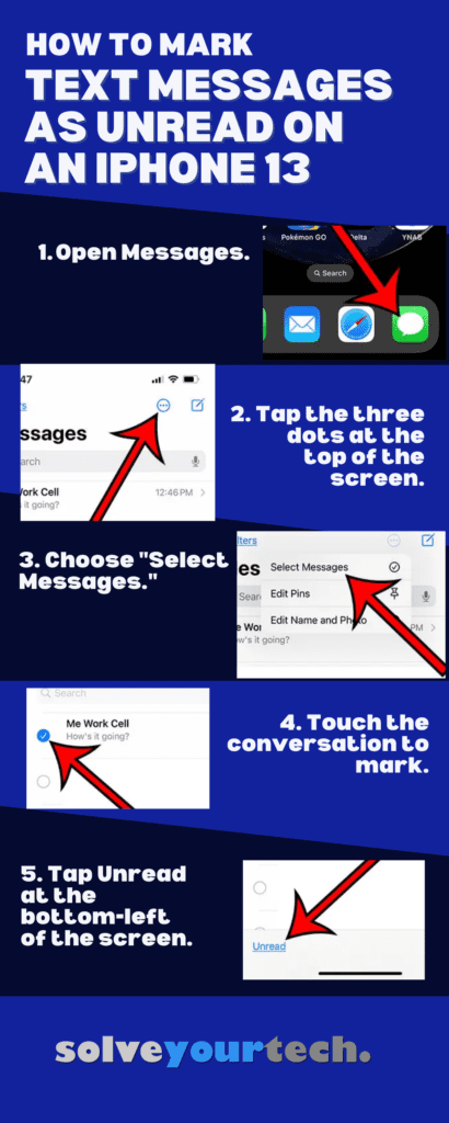 how to mark text messages as unread on an iPhone 13