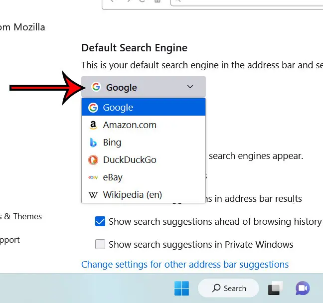 changing search engines in Firefox