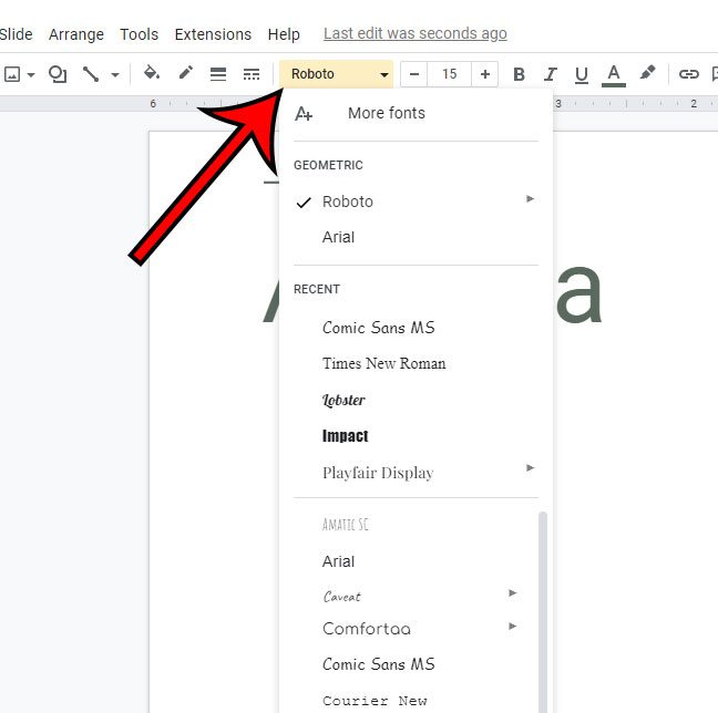 how to change the font in a Google Slides text box