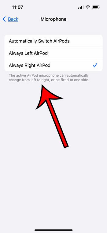 how to choose which AirPod has the microphone enabled