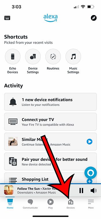 select the Devices tab