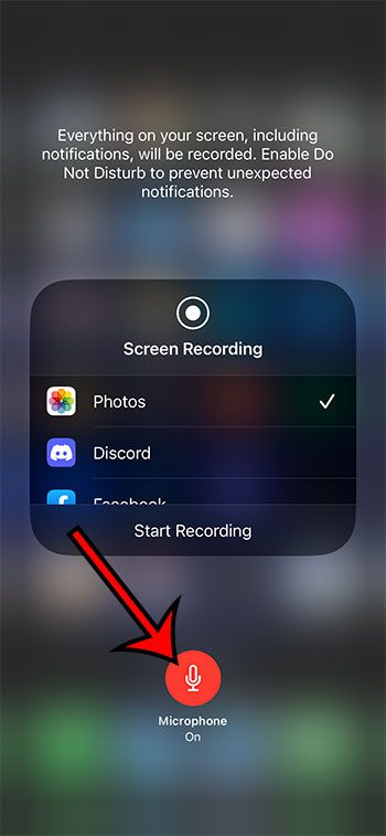 how to activate the microphone for iPhone 13 screen recordiing