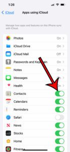 how to set up iCloud for contacts on an iPhone 13