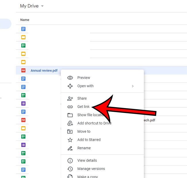 how to get a link for an uploaded PDF file from Google Drive