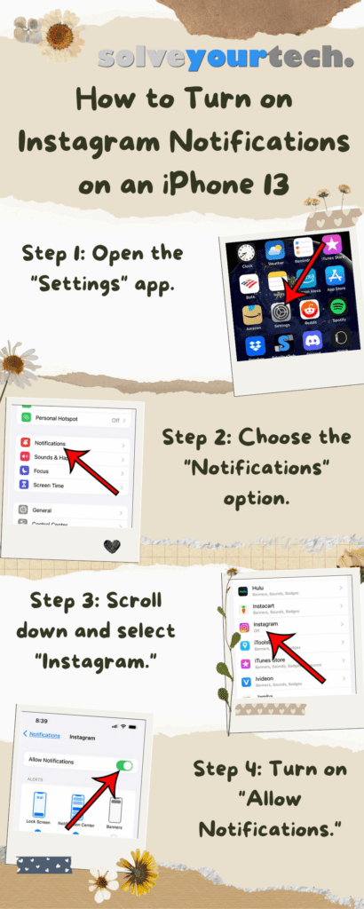 How to Turn on Instagram Notifications on an iPhone 13 Infographic