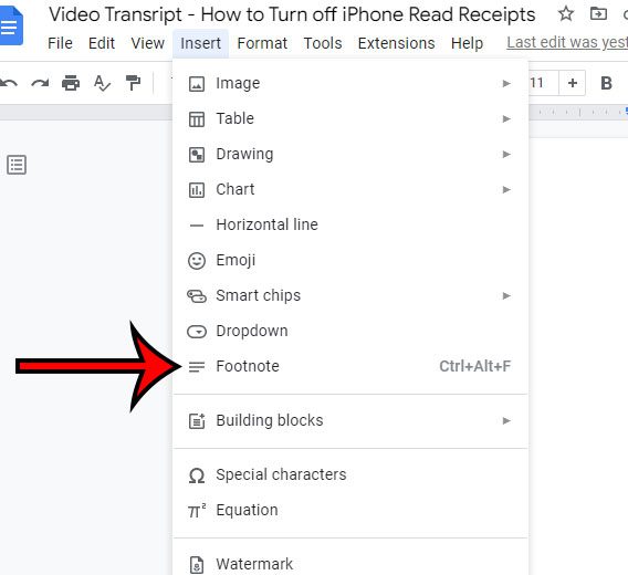 how to add footnotes in Google Docs