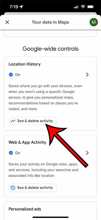 how to view Google Maps location histroy on an iPhone