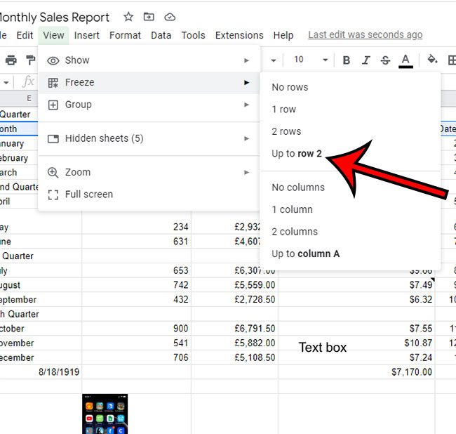 how to float a row in Google Sheets