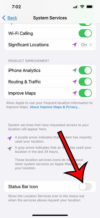 how to get rid of hollow arrow on iPhone 13