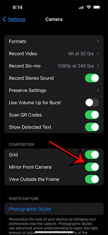 How to turn off the face camera on iPhone 13