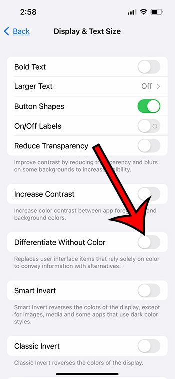 how to change the Iphone differentiate without color option