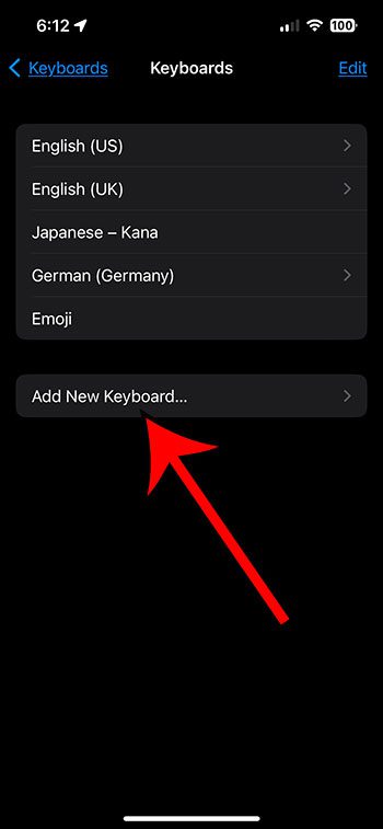 Click Add New Keyboard