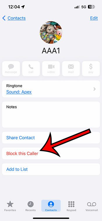 cómo bloquear un contacto de iPhone 13