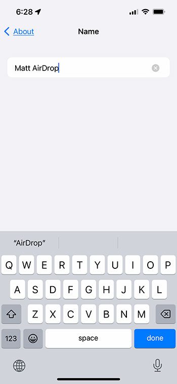 how to give your iPhone a new AirDrop name
