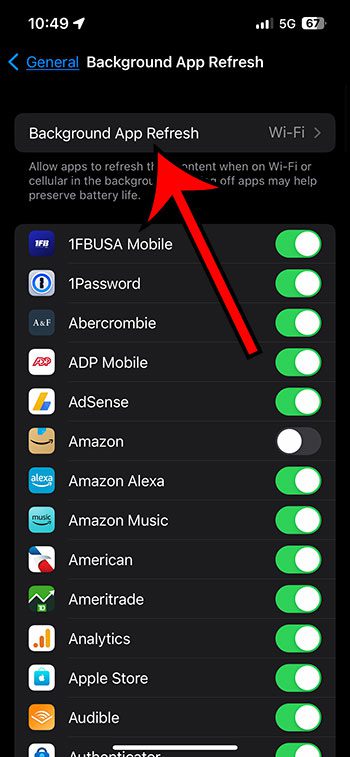 how to change the Background App Refresh iPhone setting