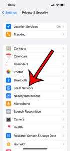 how to change local network access iPhone permissions