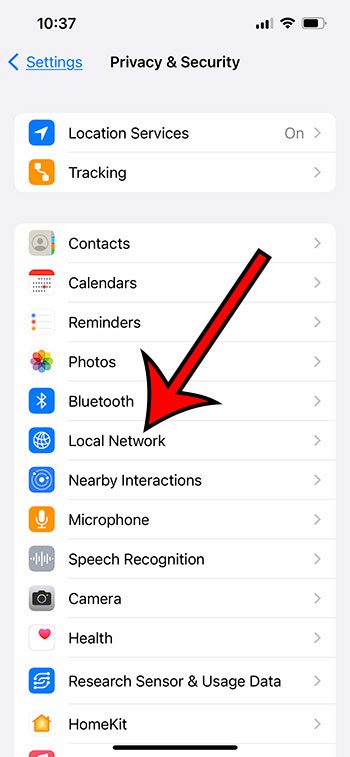 How to change LAN permissions on iPhone
