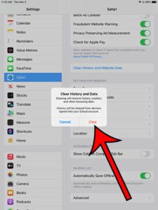 how to clear cache on iPad
