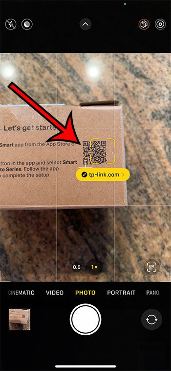 put the QR code in the camera viewfinder