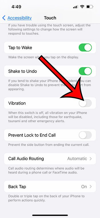 cómo desactivar la vibración en el iPhone 13