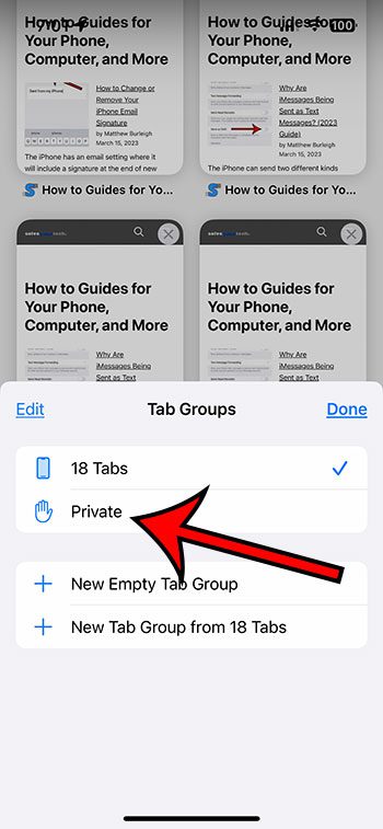 how to turn on private browsing on iPhone 13