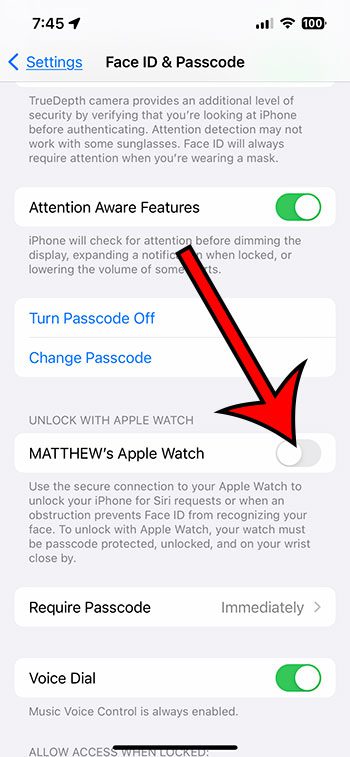 tap the button next to your Apple Watch